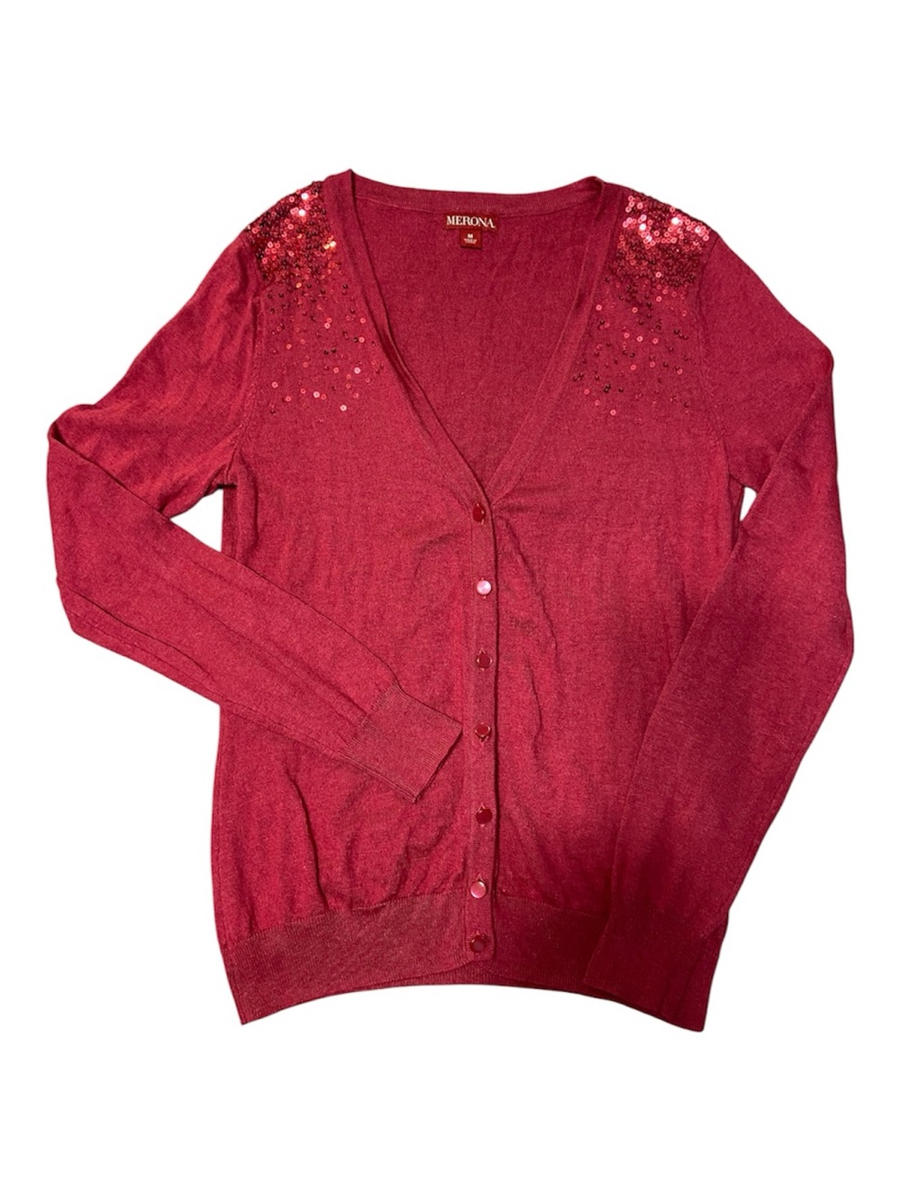 Merona Fuchsia Sequin Shoulder V-Neck Cardigan